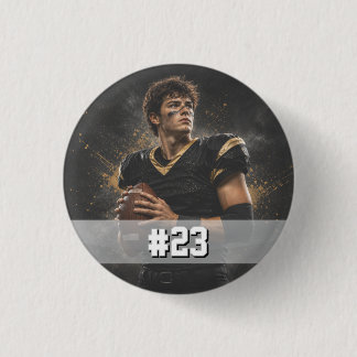 Bóton Redondo 2.54cm Foto Personalizada de Jogador de Futebol & Número