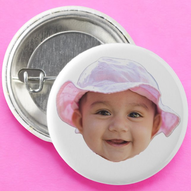 Bóton Redondo 2.54cm Foto personalizada do bebê, rosto do bebê (Criador carregado)