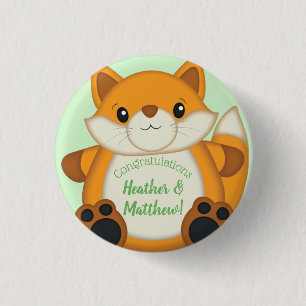 Bóton Redondo 2.54cm Fox Chá de fraldas Verde