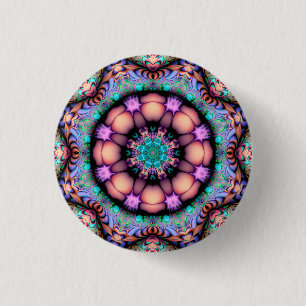 Bóton Redondo 2.54cm Fractal Mandala Arte Psicodélica Floral