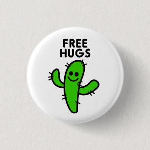 Bóton Redondo 2.54cm Free Hugs Cactus Engraçado