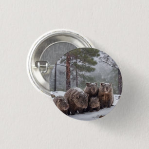 Bóton Redondo 2.54cm Frozen Burrow: Família de Wombat Australiana