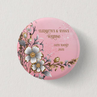 Bóton Redondo 2.54cm Fundo de casamento com brilho rosa elegante