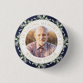 Bóton Redondo 2.54cm Funeral Em Memória Carinhosa Foto de Greenery