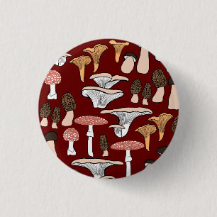 Bóton Redondo 2.54cm Fungi Mushroom Pattern