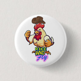 Bóton Redondo 2.54cm Funny Chicken Rise and Fly” T-Shirt