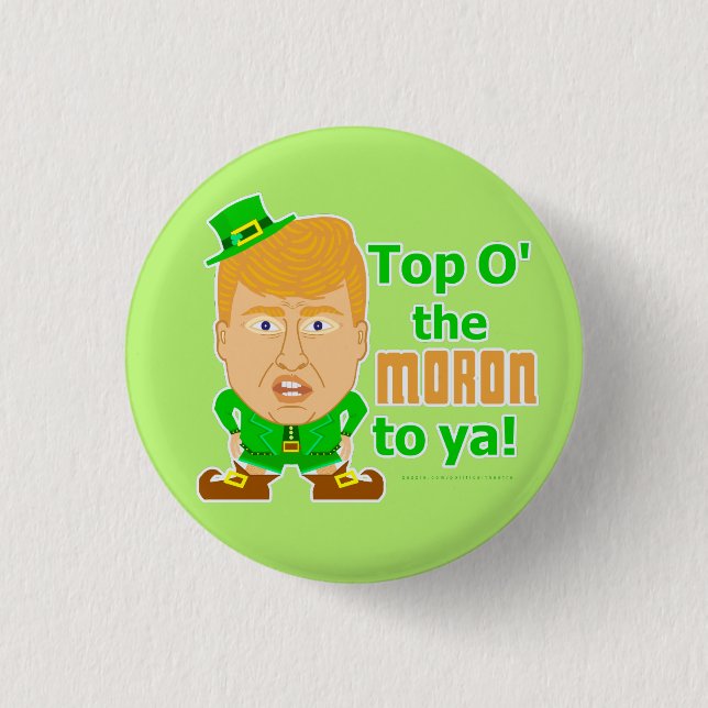 Bóton Redondo 2.54cm Funny Donald Trump Leprechaun (Frente)