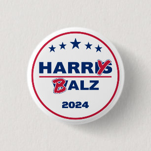 Bóton Redondo 2.54cm Funny Harris Walz 2024 Harry Balz 2024