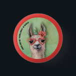 Bóton Redondo 2.54cm Funny Llama Bunco<br><div class="desc">Linda e engraçada lhama que diz "não há "problemas" em Bunco. Doce design para jogadores Bunco.</div>