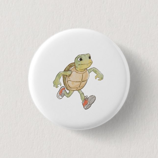 Bóton Redondo 2.54cm Funny Running Turtle Cartoon Button Badge Pin (Frente)