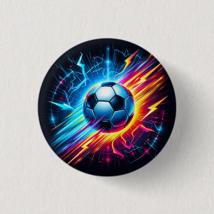 Bóton Redondo 2.54cm Futurista Bola de Futebol Elétrico Relâmpago
