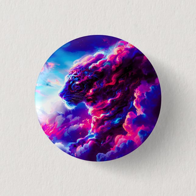 Bóton Redondo 2.54cm Futuristic Cosmic Neon Leopard  (Frente)