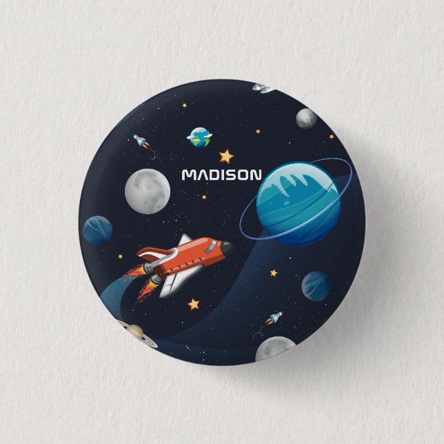 Bóton Redondo 2.54cm Galáxia Personalizada de Viagem de Espaço Exterior (Frente)