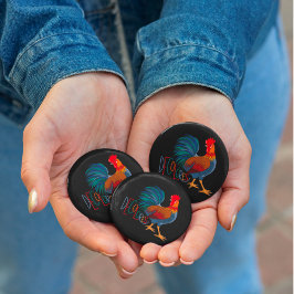 Bóton Redondo 2.54cm Galo Colorido DeColores Cursillo