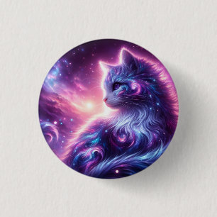 Bóton Redondo 2.54cm Galo Cósmico Místico Felino Celestial