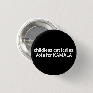 Bóton Redondo 2.54cm Garotas de gatos infantis votam em Kamala preto en