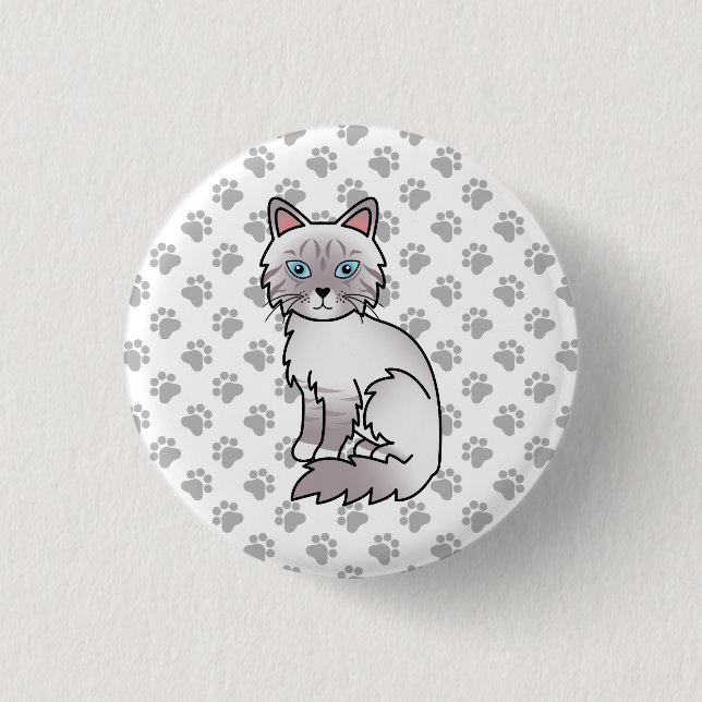 Bóton Redondo 2.54cm Gato Birman / Ragdoll Tabby Lilac Point Cute & Pat (Frente)
