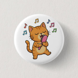 Bóton Redondo 2.54cm Gato Cantando Com Botão de Escova de Cabelo