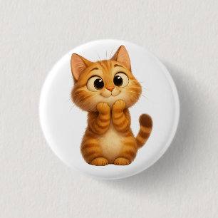Bóton Redondo 2.54cm Gato de Cartoon Gato Laranja, Gato de Tabby Laranj
