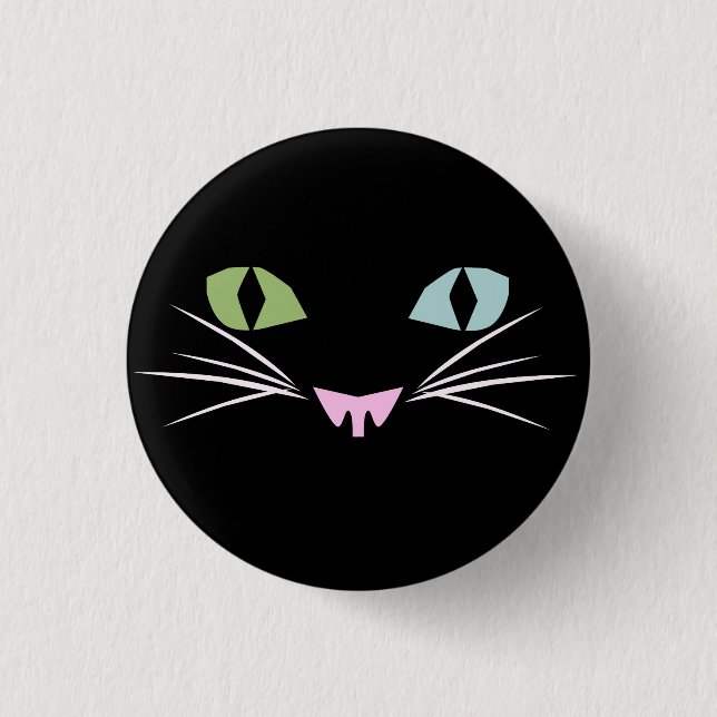 Bóton Redondo 2.54cm Gato de dois olhos (Frente)