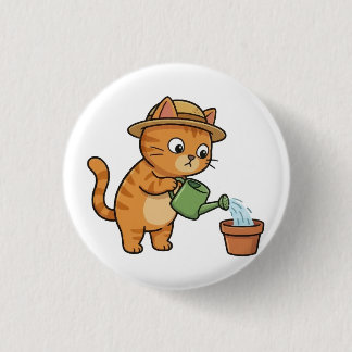 Bóton Redondo 2.54cm Gato de jardinagem regando planta botão