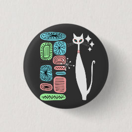 Bóton Redondo 2.54cm Gato Legal Moderno do Meio século da Era Atômica