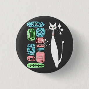 Bóton Redondo 2.54cm Gato Legal Moderno do Meio século da Era Atômica