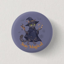 Gato Mágico Fofo de Halloween - Broche