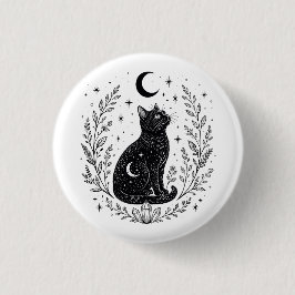 Bóton Redondo 2.54cm Gato místico bajo la luna