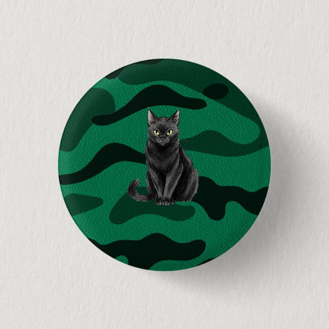 Bóton Redondo 2.54cm Gato Negro (Frente)