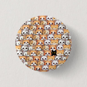 Bóton Redondo 2.54cm Gatos brancos, gatinhos laranja, animais de estima