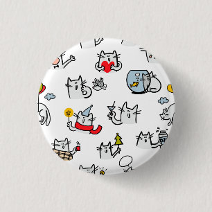 Bóton Redondo 2.54cm Gatos engraçados, leite e magia.