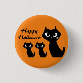 Bóton Redondo 2.54cm Gatos Negros Sortudos do Halloween