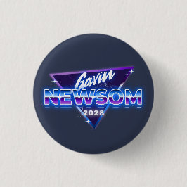 Bóton Redondo 2.54cm Gavin Newsom 2028 Para Presidente Retro 80