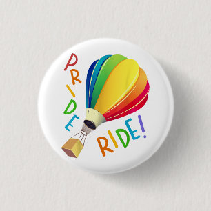 Bóton Redondo 2.54cm Gay engraçados do Balão de Ar Quente do Arco-Íris