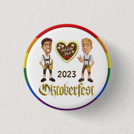 Bóton Redondo 2.54cm Gay LGBTQIA+ Oktoberfest 2023 Botão de Pin Gay