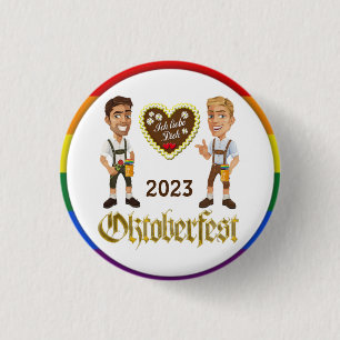 Bóton Redondo 2.54cm Gay LGBTQIA+ Oktoberfest 2023 Botão de Pin Gay