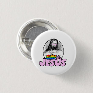 Bóton Redondo 2.54cm Gay para Jesus Rainbow