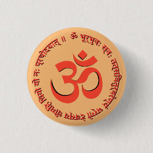 Bóton Redondo 2.54cm Gayatri Mantra "Om Bhur Bhuva Swah"