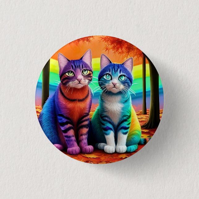 Bóton Redondo 2.54cm Gêmeos da arte digital de gatos-56467 (Frente)