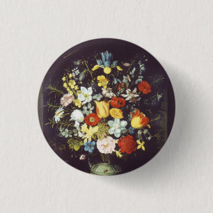 Bóton Redondo 2.54cm Georg Flegel Grande pedaço de flores (em nicho)