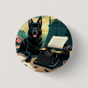 Bóton Redondo 2.54cm German shepherd Dog gentleman vintage