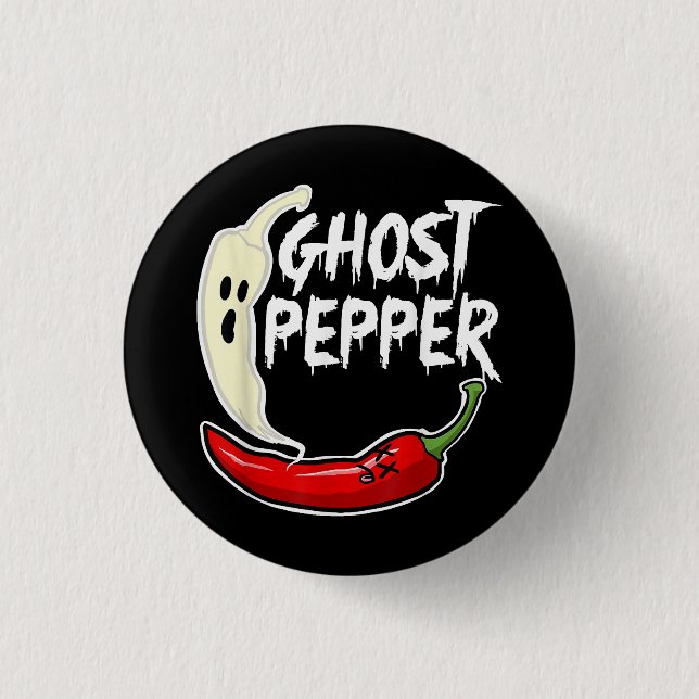 Bóton Redondo 2.54cm Ghost Pepper Funny Spicy Hot Halloween Peppe (Frente)