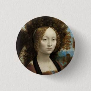 Bóton Redondo 2.54cm Ginevra de' Benci por Leonardo Da Vinci