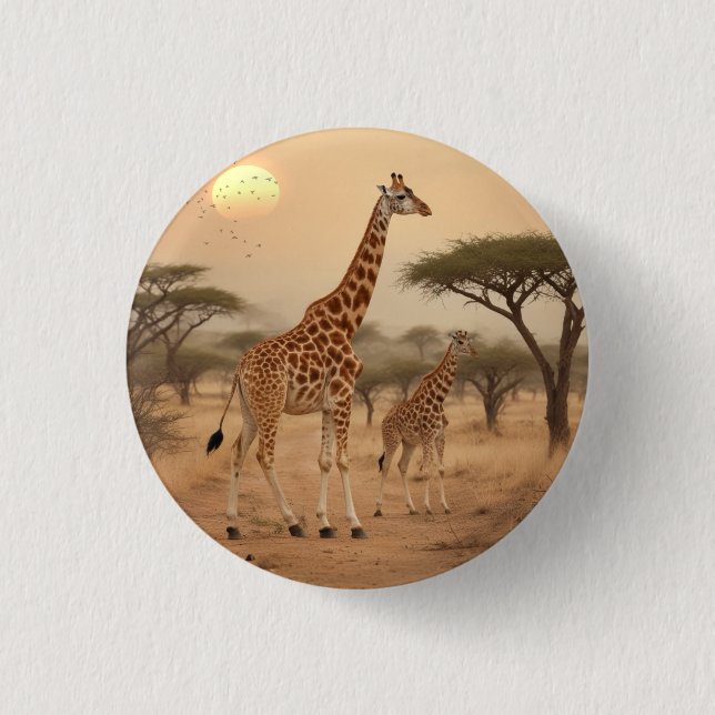 Bóton Redondo 2.54cm Girafas na África (Frente)