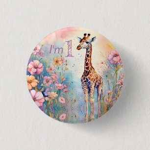Bóton Redondo 2.54cm Giraffe Garden Pastel