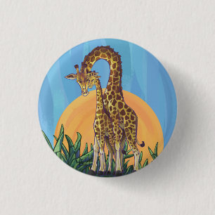 Bóton Redondo 2.54cm Giraffe Mama e Bebê