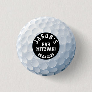 Bóton Redondo 2.54cm Golf Ball Bar Mitzvah Botão Preto Branco