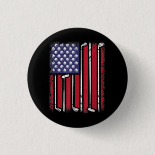 Bóton Redondo 2.54cm Golfe Divertido Bandeira Americana Jogador de Golf