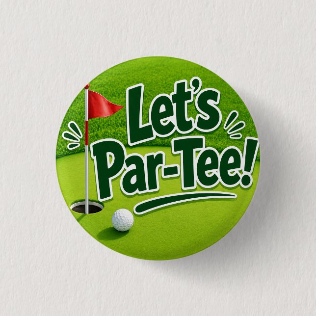 Bóton Redondo 2.54cm Golfe Vamos Par tee com bandeira de golfe no verde (Frente)